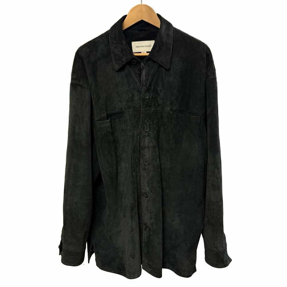 Pronto Uomo Genuine Suede Shirt Jacket Black Shacket XXL
